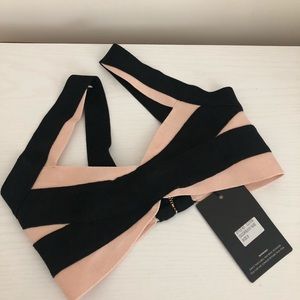 PrettyLittleThing Bandage Bikini Top Black/Nude